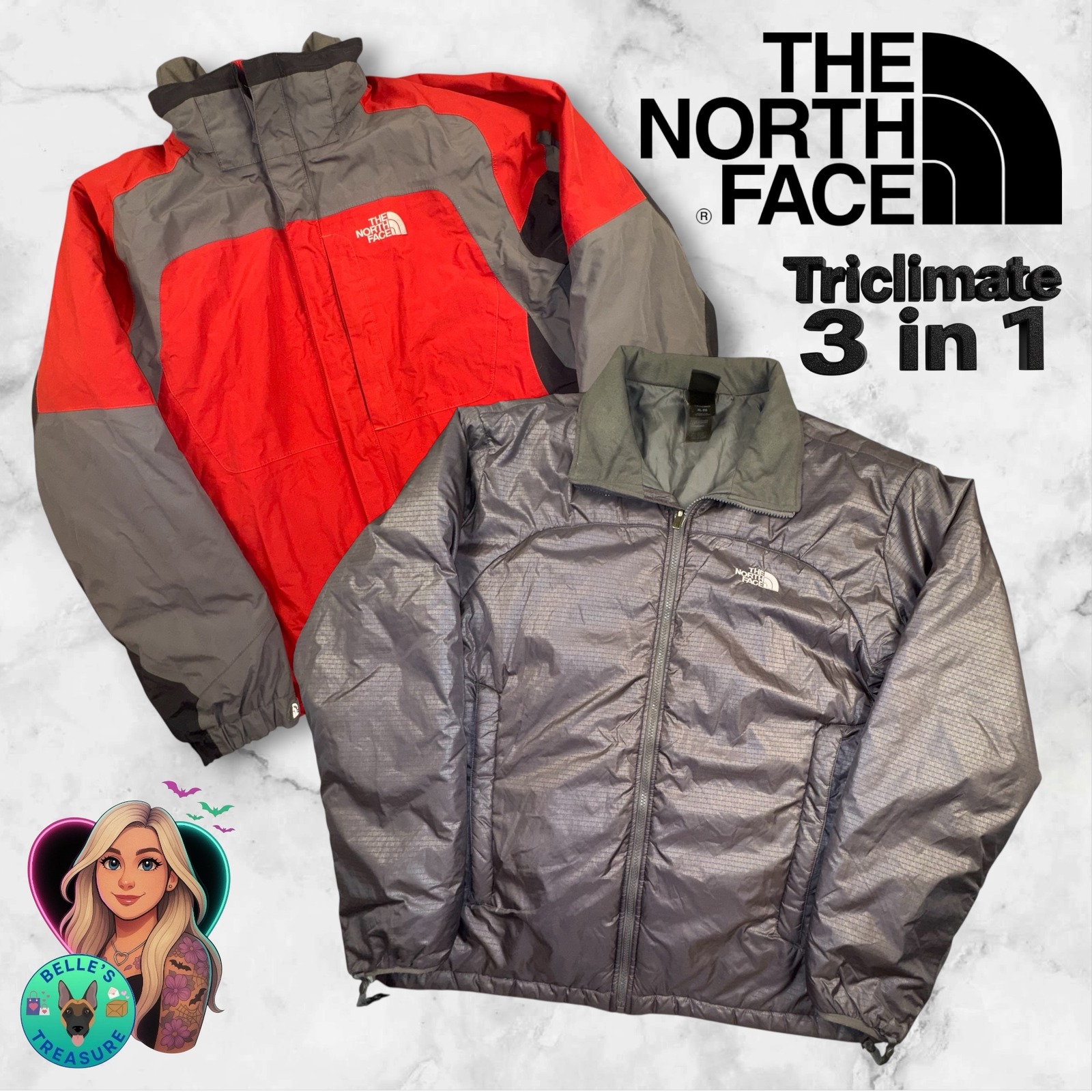 The North Face Triclimate 3 In 1 Jacket Men's Xl Red Grey Hyvent Ski Snow Coat